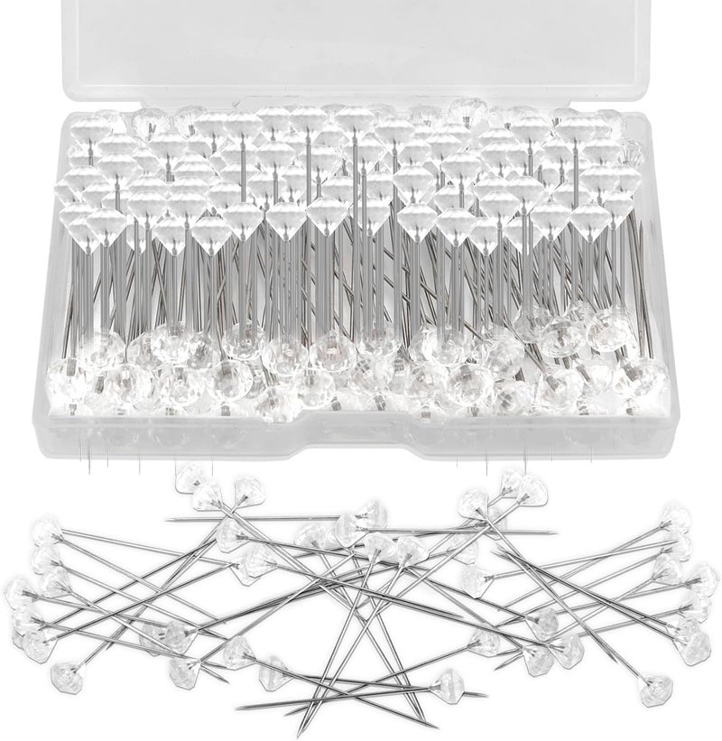 Cutiland 300pcs Diamond Pins for Bouquets,2.1 Inch Floral Pins, Boutonniere Bouquet Pins,Straight Pin Sewing for Crafts,Pin for Flowers,Flower Bouquet Accessories, Floral Supplies,Corsage Pins - Image 1